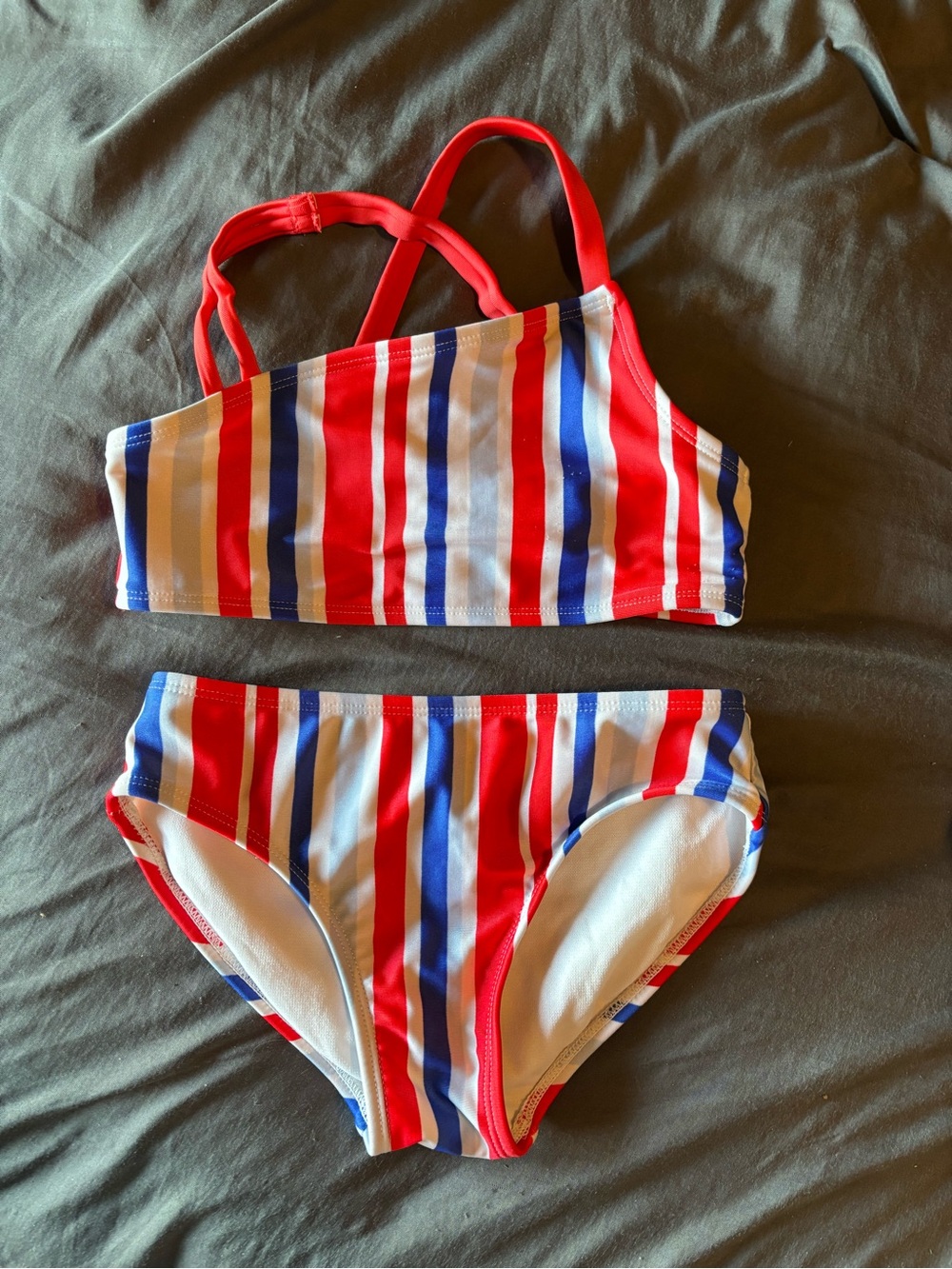 Cat & Jack Red, White & Blue Striped Girls Two-Piece Swim Set